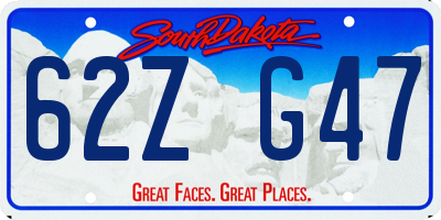SD license plate 62ZG47