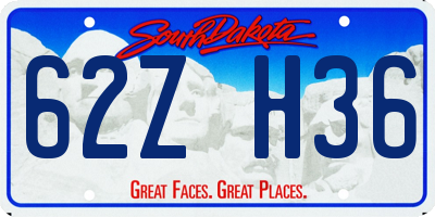 SD license plate 62ZH36