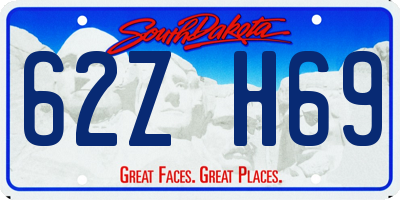 SD license plate 62ZH69