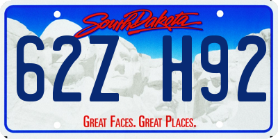 SD license plate 62ZH92