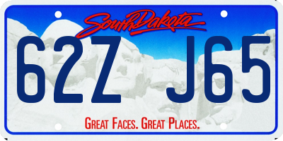 SD license plate 62ZJ65