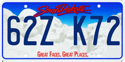 SD license plate 62ZK72