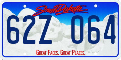 SD license plate 62ZO64