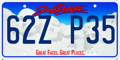 SD license plate 62ZP35