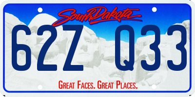 SD license plate 62ZQ33