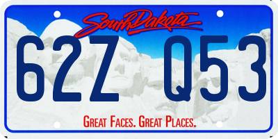 SD license plate 62ZQ53