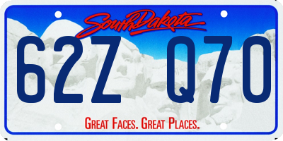 SD license plate 62ZQ70