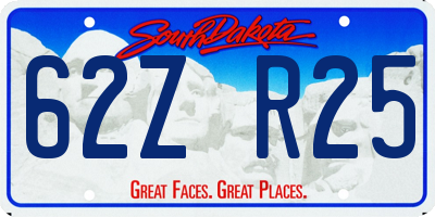 SD license plate 62ZR25