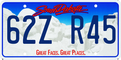 SD license plate 62ZR45