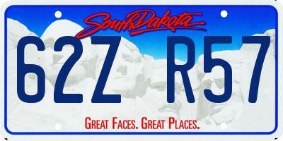 SD license plate 62ZR57