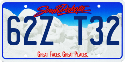 SD license plate 62ZT32