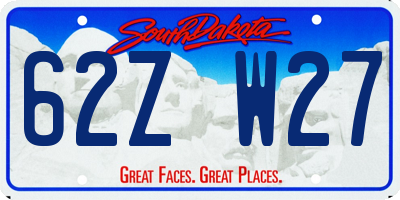 SD license plate 62ZW27
