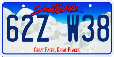 SD license plate 62ZW38