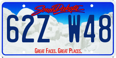 SD license plate 62ZW48