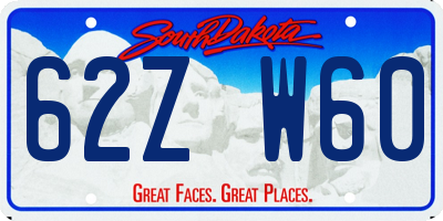 SD license plate 62ZW60
