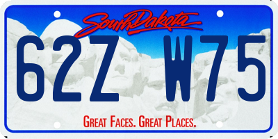 SD license plate 62ZW75