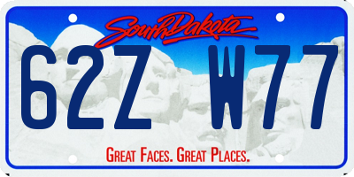 SD license plate 62ZW77