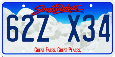 SD license plate 62ZX34