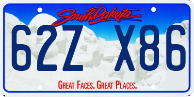 SD license plate 62ZX86