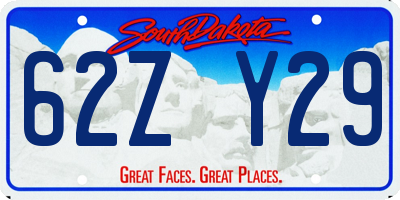 SD license plate 62ZY29