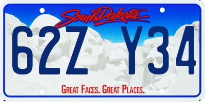 SD license plate 62ZY34