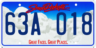 SD license plate 63AO18