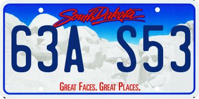 SD license plate 63AS53