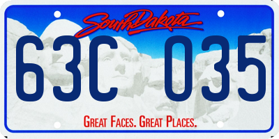 SD license plate 63CO35
