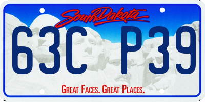 SD license plate 63CP39