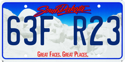 SD license plate 63FR23
