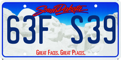 SD license plate 63FS39
