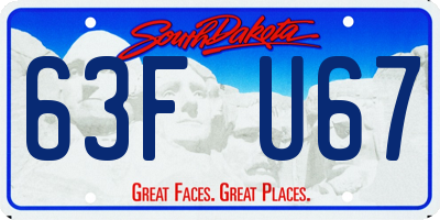 SD license plate 63FU67