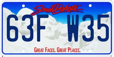 SD license plate 63FW35