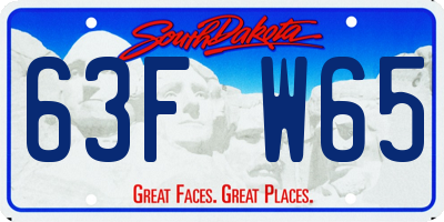 SD license plate 63FW65