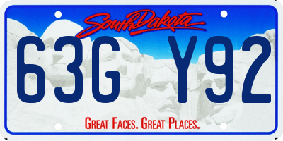 SD license plate 63GY92