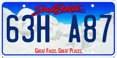 SD license plate 63HA87