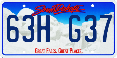SD license plate 63HG37