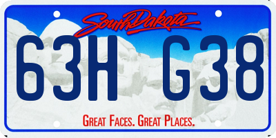 SD license plate 63HG38