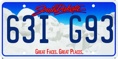 SD license plate 63IG93