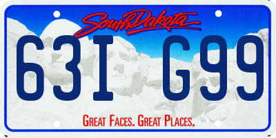 SD license plate 63IG99