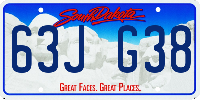 SD license plate 63JG38