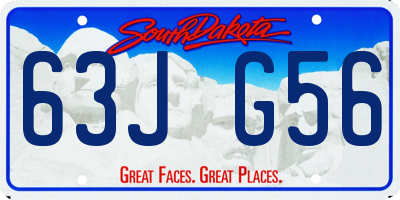 SD license plate 63JG56