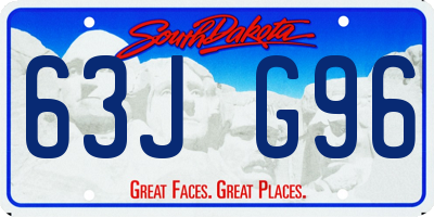 SD license plate 63JG96
