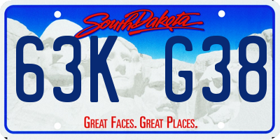 SD license plate 63KG38