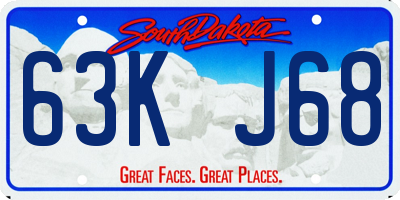 SD license plate 63KJ68