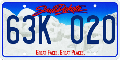 SD license plate 63KO20