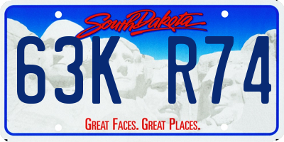 SD license plate 63KR74