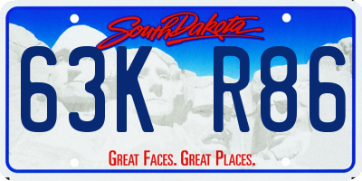 SD license plate 63KR86
