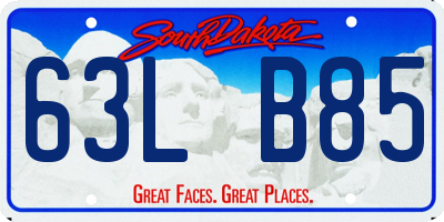 SD license plate 63LB85