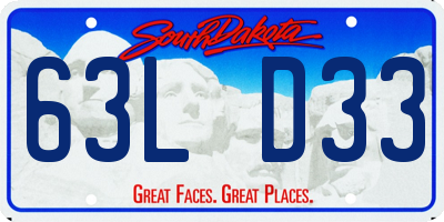 SD license plate 63LD33